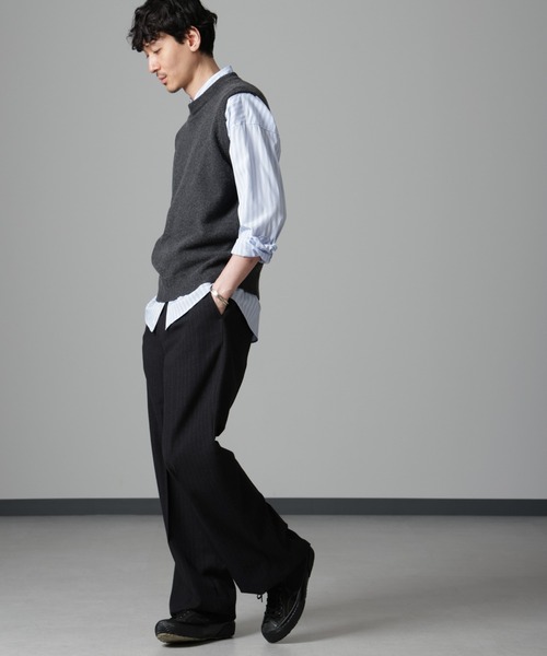 NANO universe（ナノユニバース）の「ウールブレンドクルーネックベスト（ベスト・メンズ・ブラック/チャコール・M/L）」の7枚目の写真