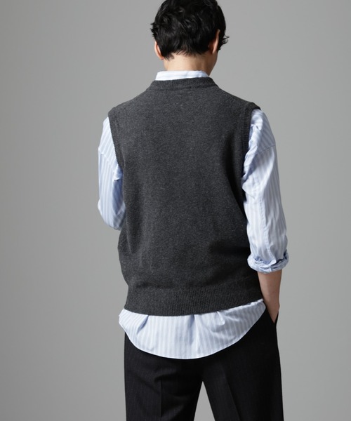 NANO universe（ナノユニバース）の「ウールブレンドクルーネックベスト（ベスト・メンズ・ブラック/チャコール・M/L）」の5枚目の写真