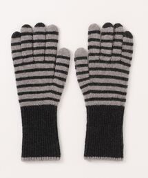 ankoROCK | an meets zakka ボーダー起毛ニット手袋 / グローブ レディース メンズ ユニセックス 柄 ツートーン スマホ対応(手袋)