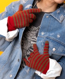 an meets zakka ボーダー起毛ニット手袋