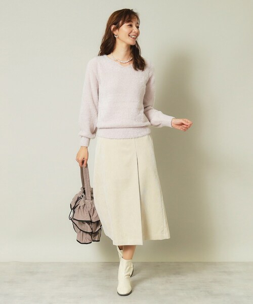 ITS'DEMO（イッツデモ）の「◆【後ろウエストゴム／手洗い可】コーデュロイスカート（スカート・レディース・アイボリー/ブラウン系/ネイビー・00）」の5枚目の写真