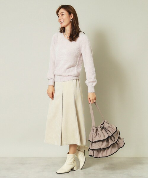 ITS'DEMO（イッツデモ）の「◆【後ろウエストゴム／手洗い可】コーデュロイスカート（スカート・レディース・アイボリー/ブラウン系/ネイビー・00）」の6枚目の写真