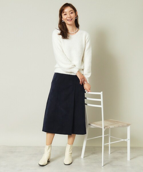 ITS'DEMO（イッツデモ）の「◆【後ろウエストゴム／手洗い可】コーデュロイスカート（スカート・レディース・アイボリー/ブラウン系/ネイビー・00）」の13枚目の写真