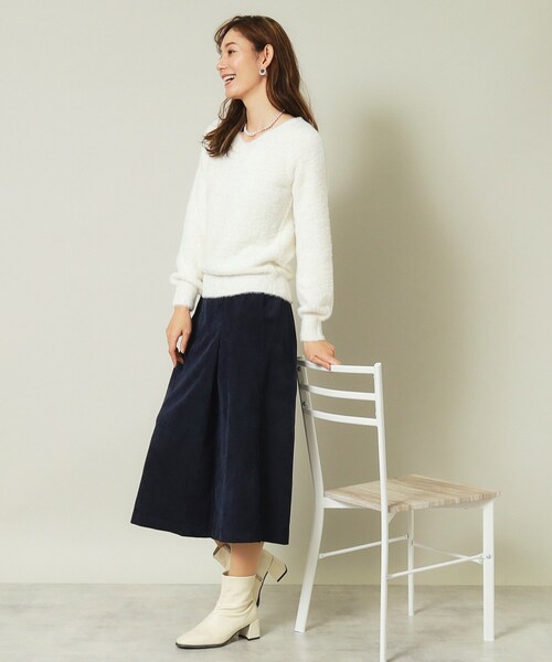 ITS'DEMO（イッツデモ）の「◆【後ろウエストゴム／手洗い可】コーデュロイスカート（スカート・レディース・アイボリー/ブラウン系/ネイビー・00）」の14枚目の写真