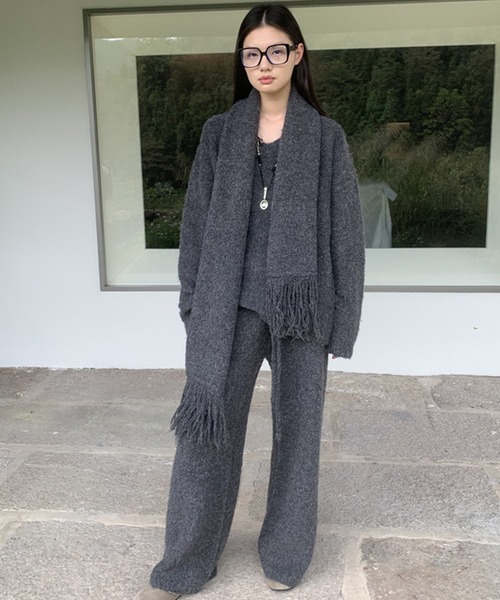 Vネックニット ニットパンツ マフラー 【3点セット】 LON24a124