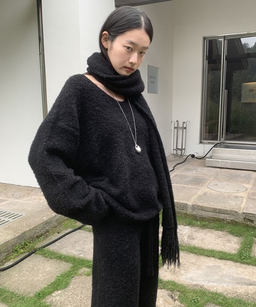 セール】Vネックニット ニットパンツ マフラー 【3点セット