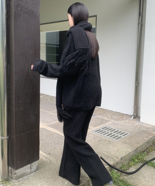 Vネックニット ニットパンツ マフラー 【3点セット】 LON24a124