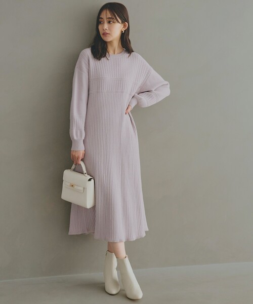 透かし柄アレンジニットワンピース（ワンピース）｜grove（グローブ）