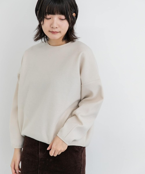 EKAL(エカル)の「ウォームドジャージーパイピングプルオーバー(Tシャツ/カットソー・レディース・アイボリー/ブラック・ONE)」の2枚目の写真