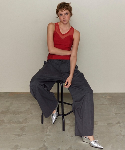 MAISON SPECIAL（メゾンスペシャル）の「2way See-through Combination Tank Top/2WAYシースルーコンビタンクトップ（タンクトップ・レディース・ブラック/レッド/ホワイト・FREE）」の14枚目の写真