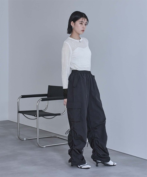 miette(ミエット)の「袖口配色シアートップス(Tシャツ/カットソー・レディース・グレー/ブラック/ライトブルー/ホワイト・FREE)」の5枚目の写真