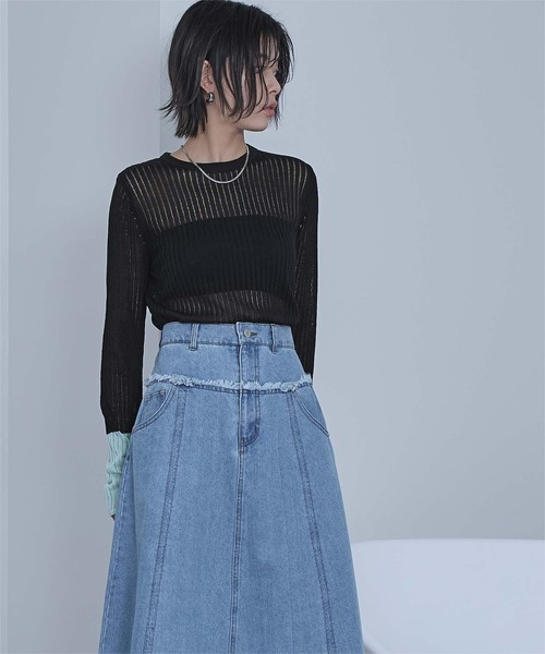 miette(ミエット)の「袖口配色シアートップス(Tシャツ/カットソー・レディース・グレー/ブラック/ライトブルー/ホワイト・FREE)」の18枚目の写真