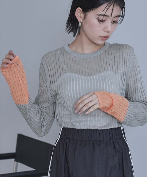 miette(ミエット)の「袖口配色シアートップス(Tシャツ/カットソー・レディース・グレー/ブラック/ライトブルー/ホワイト・FREE)」の21枚目の写真