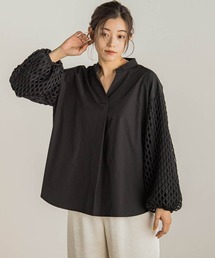 長袖レーススキッパーブラウス