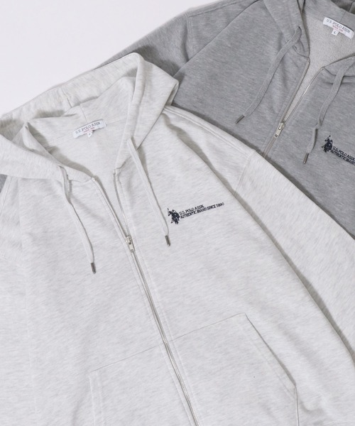 U.S. POLO ASSN.(ユーエスポロアッスン)の「2026SS新柄追加 U.S. POLO ASSN./ユーエスポロアッスン 別注 オーバーサイズ 裏毛 ワンポイント刺繍 フルジップパーカー フーディー パーカー スウェット レディース メンズ(パーカー・メンズ・オートミール/チャコール/グレー/ブラック/グレー系その他/ベージュ系その他/グレー系その他2/ブラック系その他/ネイビー・M/L/LL)」の7枚目の写真