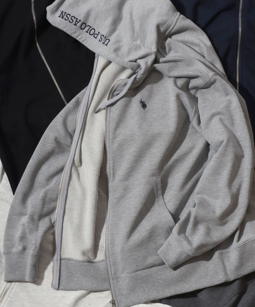 U.S. POLO ASSN.(ユーエスポロアッスン)の「2026SS新柄追加 U.S. POLO ASSN./ユーエスポロアッスン 別注 オーバーサイズ 裏毛 ワンポイント刺繍 フルジップパーカー フーディー パーカー スウェット レディース メンズ(パーカー・メンズ・オートミール/チャコール/グレー/ブラック/グレー系その他/ベージュ系その他/グレー系その他2/ブラック系その他/ネイビー・M/L/LL)」の4枚目の写真