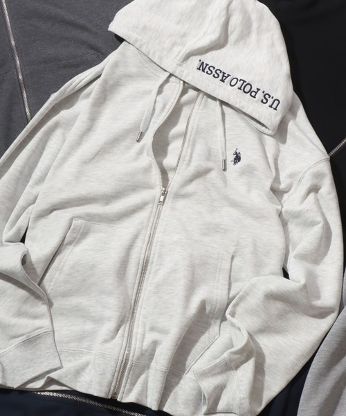 U.S. POLO ASSN.(ユーエスポロアッスン)の「2026SS新柄追加 U.S. POLO ASSN./ユーエスポロアッスン 別注 オーバーサイズ 裏毛 ワンポイント刺繍 フルジップパーカー フーディー パーカー スウェット レディース メンズ(パーカー・メンズ・オートミール/チャコール/グレー/ブラック/グレー系その他/ベージュ系その他/グレー系その他2/ブラック系その他/ネイビー・M/L/LL)」の8枚目の写真