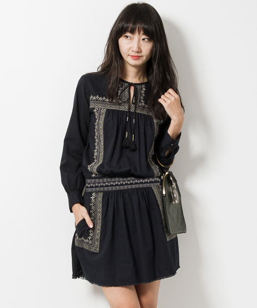 Navasana ナバアサナ の Navasanaスラブcクロス刺繍ワンピース 712 Nob N161 Op002 P ワンピース Wear