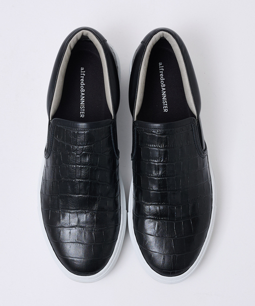 alfredoBANNISTER（アルフレッドバニスター）の「【Margome sole】シャークソール クロコダイル柄 レザー スニーカー スリッポン（スニーカー・メンズ・ブラック/ホワイト/ホワイト系その他/ブラック系その他・40/41/42/43/44）」の9枚目の写真