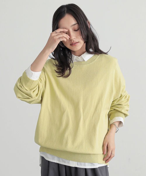 n'OrLABEL（ノアールレーベル）の「『綿ニットクルーネックプルオーバー』（ニット/セーター・レディース・ブラック/ライトブルー/ピンク/チャコール/イエロー/アイボリー・FREE）」の6枚目の写真