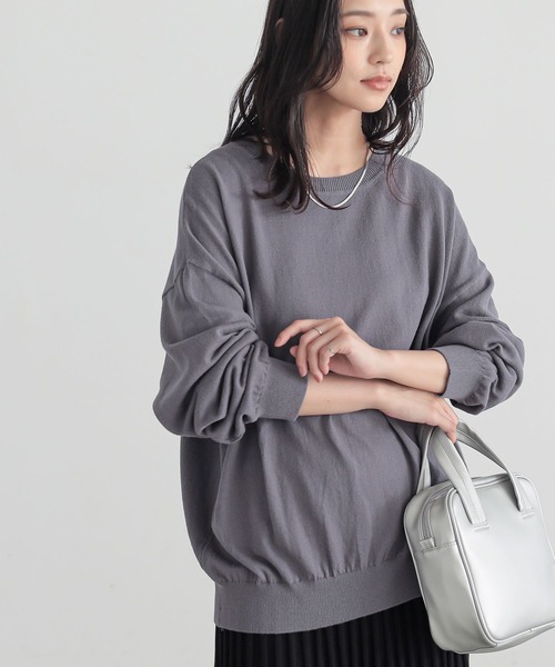 n'OrLABEL（ノアールレーベル）の「『綿ニットクルーネックプルオーバー』（ニット/セーター・レディース・ブラック/ライトブルー/ピンク/チャコール/イエロー/アイボリー・FREE）」の4枚目の写真