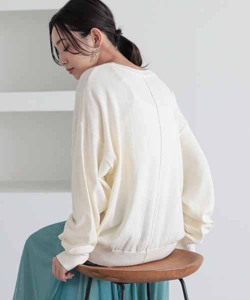 n'OrLABEL（ノアールレーベル）の「『綿ニットクルーネックプルオーバー』（ニット/セーター・レディース・ブラック/ライトブルー/ピンク/チャコール/イエロー/アイボリー・FREE）」の2枚目の写真