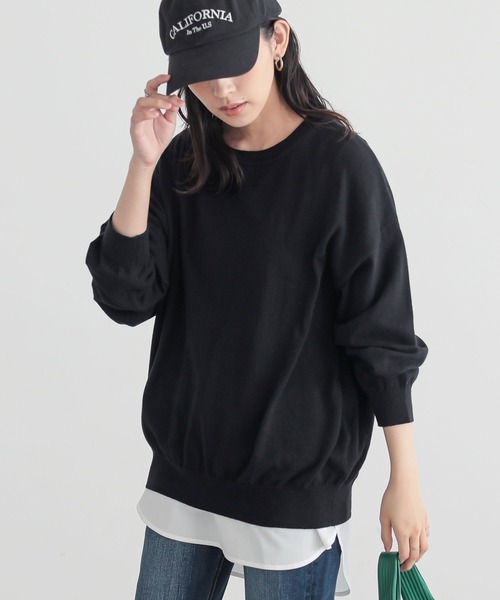 n'OrLABEL（ノアールレーベル）の「『綿ニットクルーネックプルオーバー』（ニット/セーター・レディース・ブラック/ライトブルー/ピンク/チャコール/イエロー/アイボリー・FREE）」の3枚目の写真