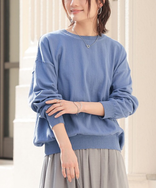 n'OrLABEL（ノアールレーベル）の「『綿ニットクルーネックプルオーバー』（ニット/セーター・レディース・ブラック/ライトブルー/ピンク/チャコール/イエロー/アイボリー・FREE）」の13枚目の写真