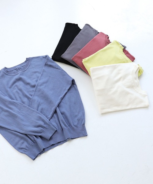 n'OrLABEL（ノアールレーベル）の「『綿ニットクルーネックプルオーバー』（ニット/セーター・レディース・ブラック/ライトブルー/ピンク/チャコール/イエロー/アイボリー・FREE）」の18枚目の写真