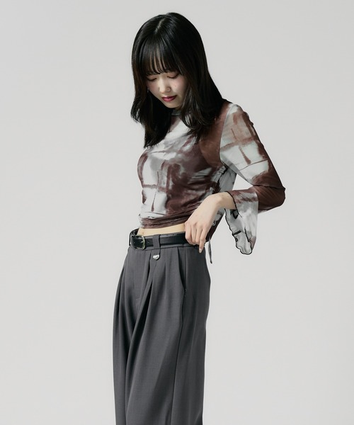 トップス ponpon RODEO CROWNS WIDE BOWL | (JS)襟付きZIP KNITトップス (ニット