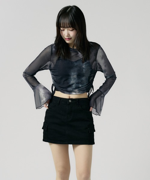 Chick(チック)の「Vintage Like Sheer Tops / ヴィンテージ風シアートップス(Tシャツ/カットソー・レディース・グレー/ブラック/ベージュ/グリーン/ブルー・FREE)」の5枚目の写真