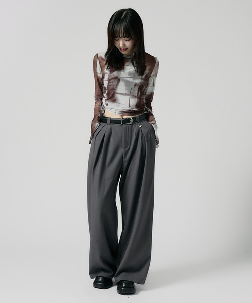 Chick(チック)の「Vintage Like Sheer Tops / ヴィンテージ風シアートップス(Tシャツ/カットソー・レディース・グレー/ブラック/ベージュ/グリーン/ブルー・FREE)」の16枚目の写真