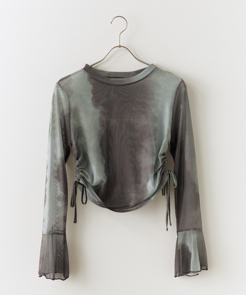 Chick(チック)の「Vintage Like Sheer Tops / ヴィンテージ風シアートップス(Tシャツ/カットソー・レディース・グレー/ブラック/ベージュ/グリーン/ブルー・FREE)」の14枚目の写真