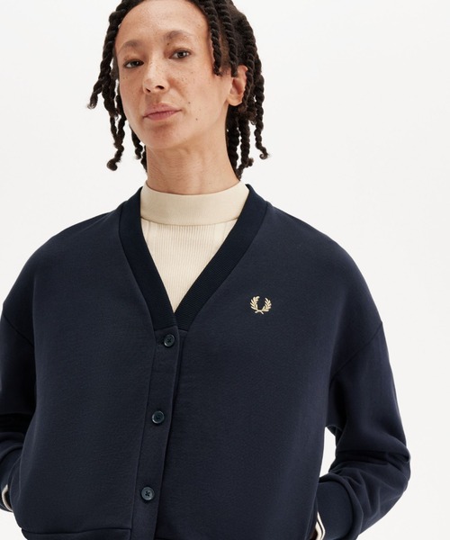 Fred Perry(フレッドペリー) カーディガン Tipped Pique Texture Cardigan(S Q27：BLACK / SHADED STONE