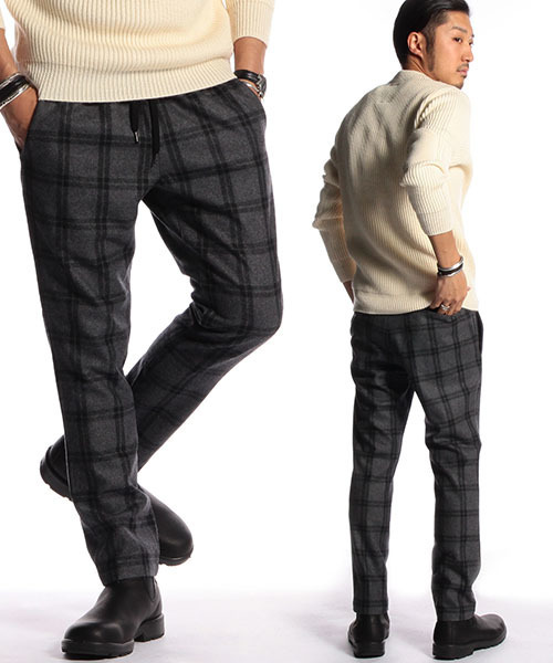 B:MING by BEAMS（ビーミングバイビームス）の「ビーミング by ビームス / ウールチェックイージーパンツ（その他パンツ・メンズ・ネイビー/グレー・LARGE/MEDIUM/SMALL）」の2枚目の写真