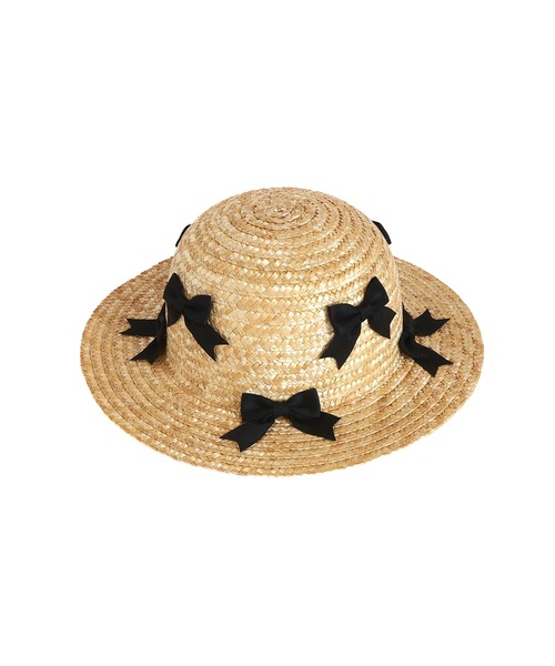 MAKE YOUR DAY（メイクユアデイ）の「りぼんいっぱいストローハット（ハット・キッズ・ブラック/アイボリー・50/52/54/56）」の4枚目の写真