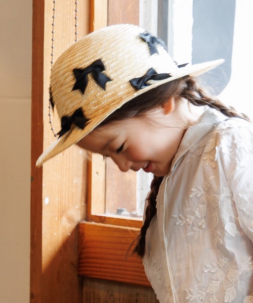 MAKE YOUR DAY（メイクユアデイ）の「りぼんいっぱいストローハット（ハット・キッズ・ブラック/アイボリー・50/52/54/56）」の15枚目の写真