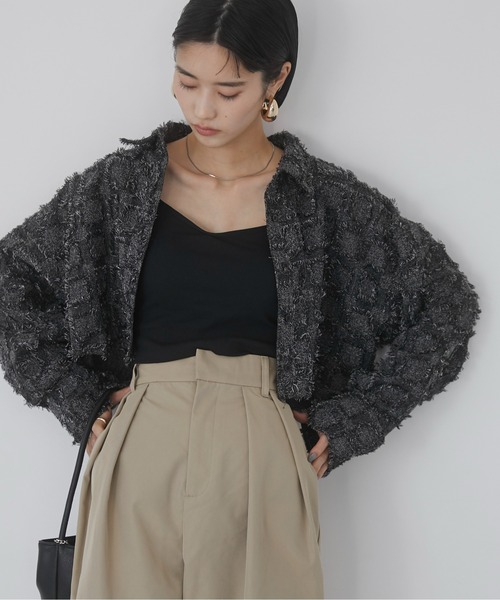 ブラウス シャツ フリンジジャガードデニムヨークシャツ レディース OWNth-オンス-】フリンジジャガードデニムヨークシャツ