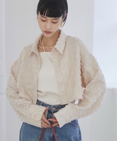 ANGIE(アンジー)の「フリンジ ジャガード ショートシャツ(シャツ/ブラウス・レディース・アイボリー/スミクロ/オレンジ・FREE)」の19枚目の写真