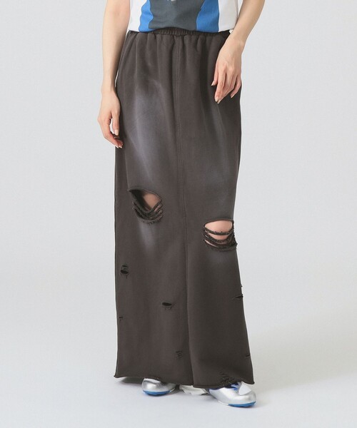 Ray BEAMS(レイビームス)の「ダメージ スウェット スカート(スカート・レディース・グレー/チャコールグレー/ピンク・0/1)」の2枚目の写真