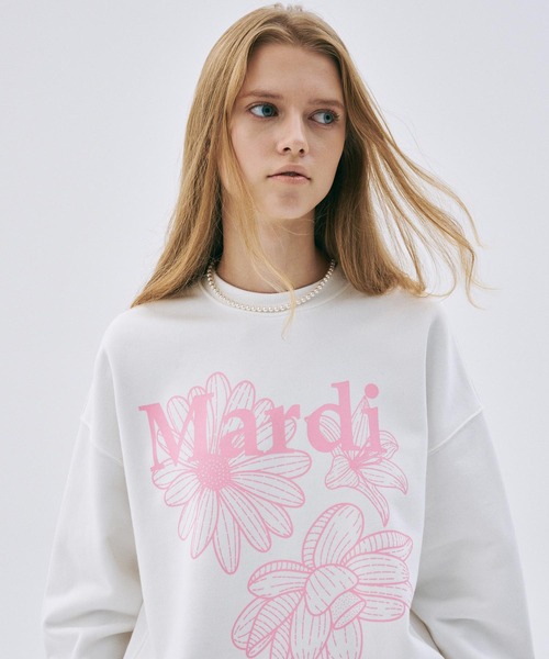 Mardi Mercredi（マルディメクルディ）の「SWEATSHIRT TRIPLE FLOWER（スウェット・レディース・ホワイト/ベージュ系その他2/ベージュ系その他/オートミール/ネイビー/ブラック×ピンク/ホワイト×ピンク/ブラック系その他・FREE）」の13枚目の写真