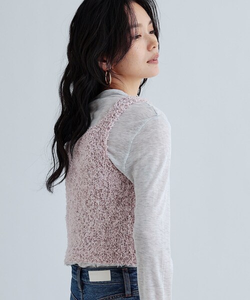 GALLEST（ギャレスト）の「フェザーヤーンベスト（ベスト・レディース・ピンク/ホワイト/ブラック・38）」の7枚目の写真