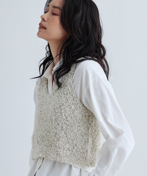 GALLEST（ギャレスト）の「フェザーヤーンベスト（ベスト・レディース・ピンク/ホワイト/ブラック・38）」の17枚目の写真