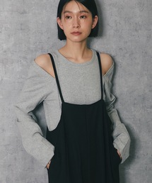 2way綿天竺肩スリットロングTシャツ