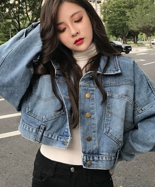 LAC-VERT（ラック・ヴェール）の「コンパクト丈デニムブルゾン（デニムジャケット・レディース・ブルー・L/M）」の16枚目の写真