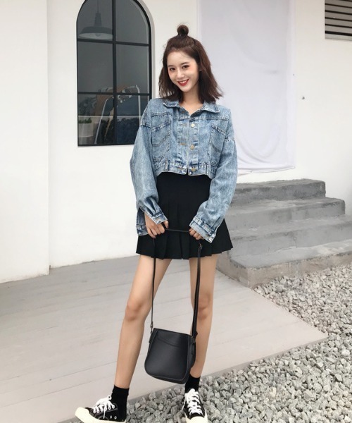 LAC-VERT（ラック・ヴェール）の「コンパクト丈デニムブルゾン（デニムジャケット・レディース・ブルー・L/M）」の3枚目の写真