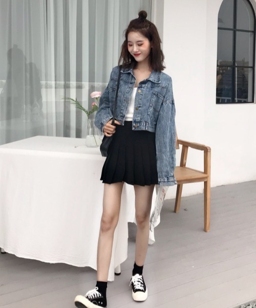 LAC-VERT（ラック・ヴェール）の「コンパクト丈デニムブルゾン（デニムジャケット・レディース・ブルー・L/M）」の4枚目の写真