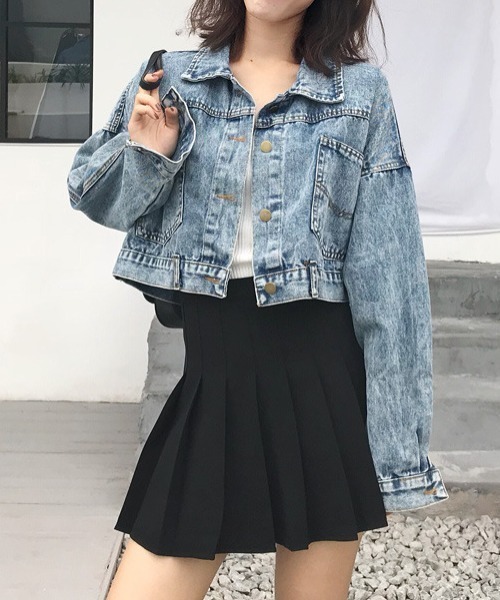 LAC-VERT（ラック・ヴェール）の「コンパクト丈デニムブルゾン（デニムジャケット・レディース・ブルー・L/M）」の5枚目の写真