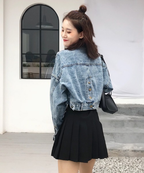 LAC-VERT（ラック・ヴェール）の「コンパクト丈デニムブルゾン（デニムジャケット・レディース・ブルー・L/M）」の2枚目の写真