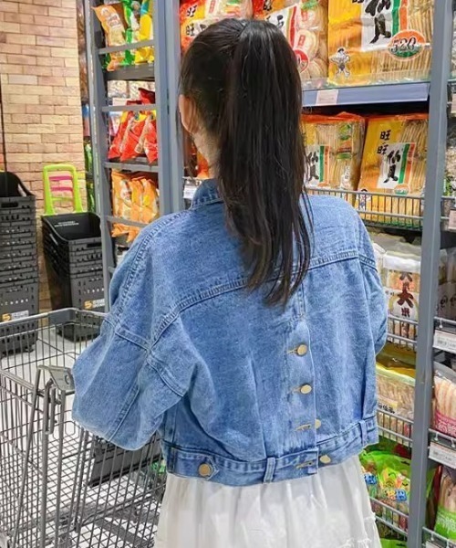 LAC-VERT（ラック・ヴェール）の「コンパクト丈デニムブルゾン（デニムジャケット・レディース・ブルー・L/M）」の6枚目の写真